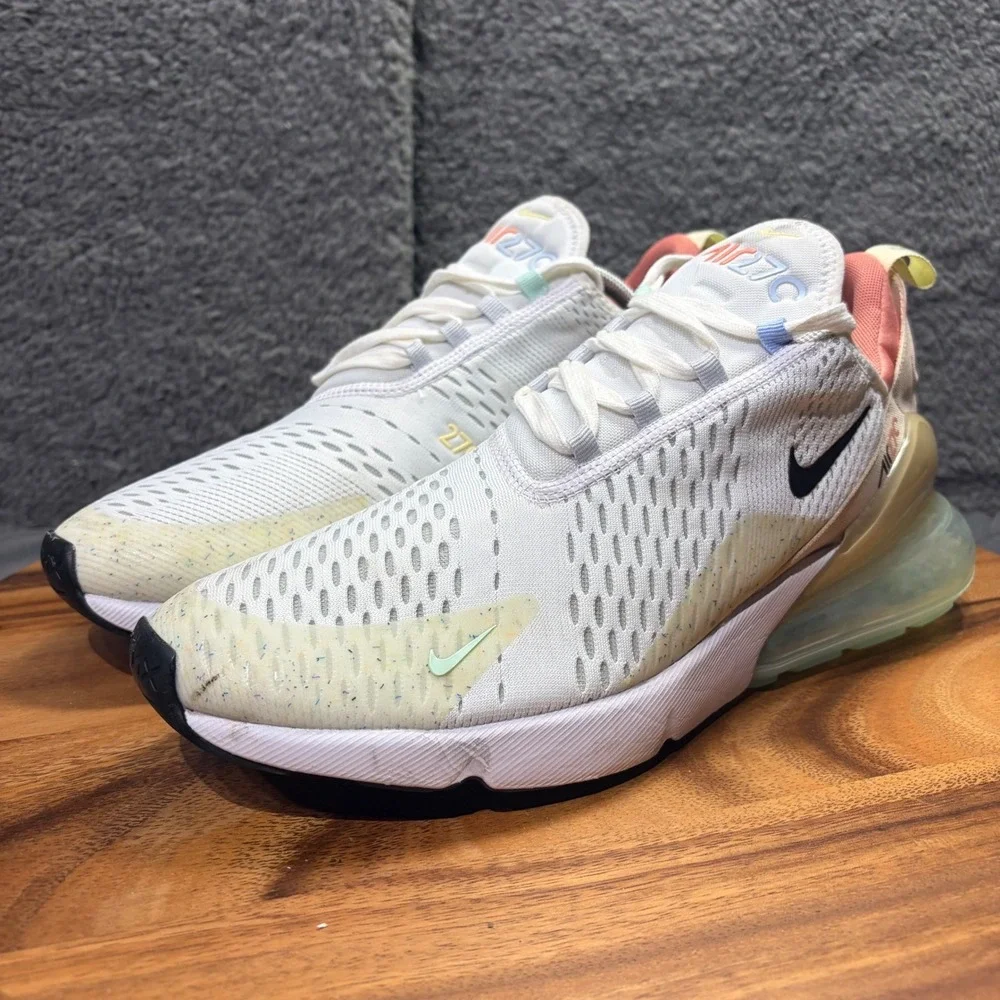 Nike‎ Air Max 270 Mens 11.5 White Sea Glass Arctic Orange DQ7642-100 Sneakers
